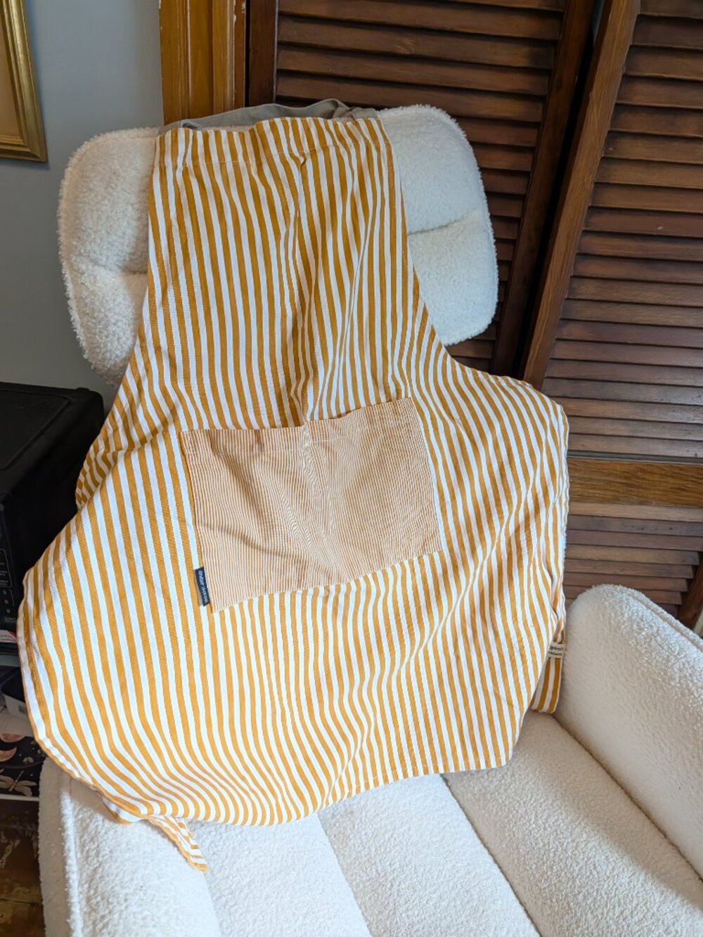 Organic Cotton Apron Yellow Stripes NEW